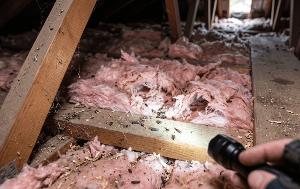 VIP Pest Control technician inspecting roof cavity for rodent activity in Bendigo